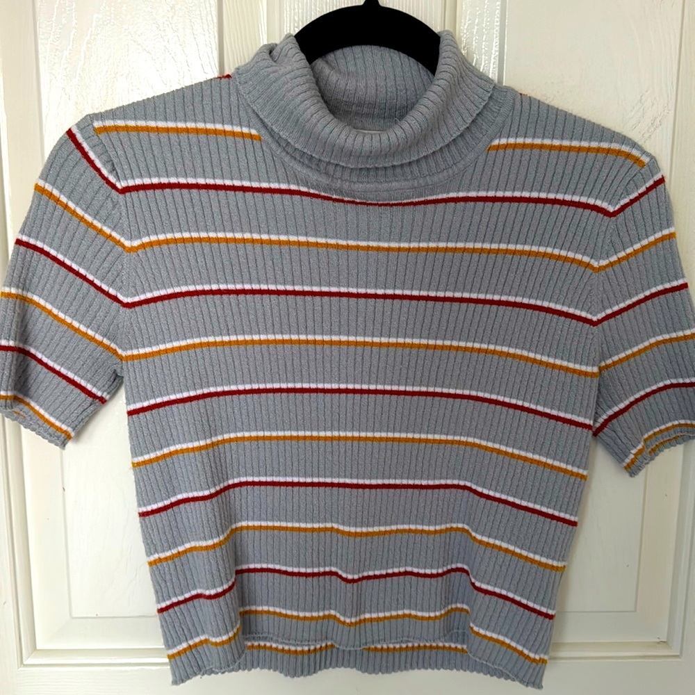 LA Hearts stripe short sleeve sweater